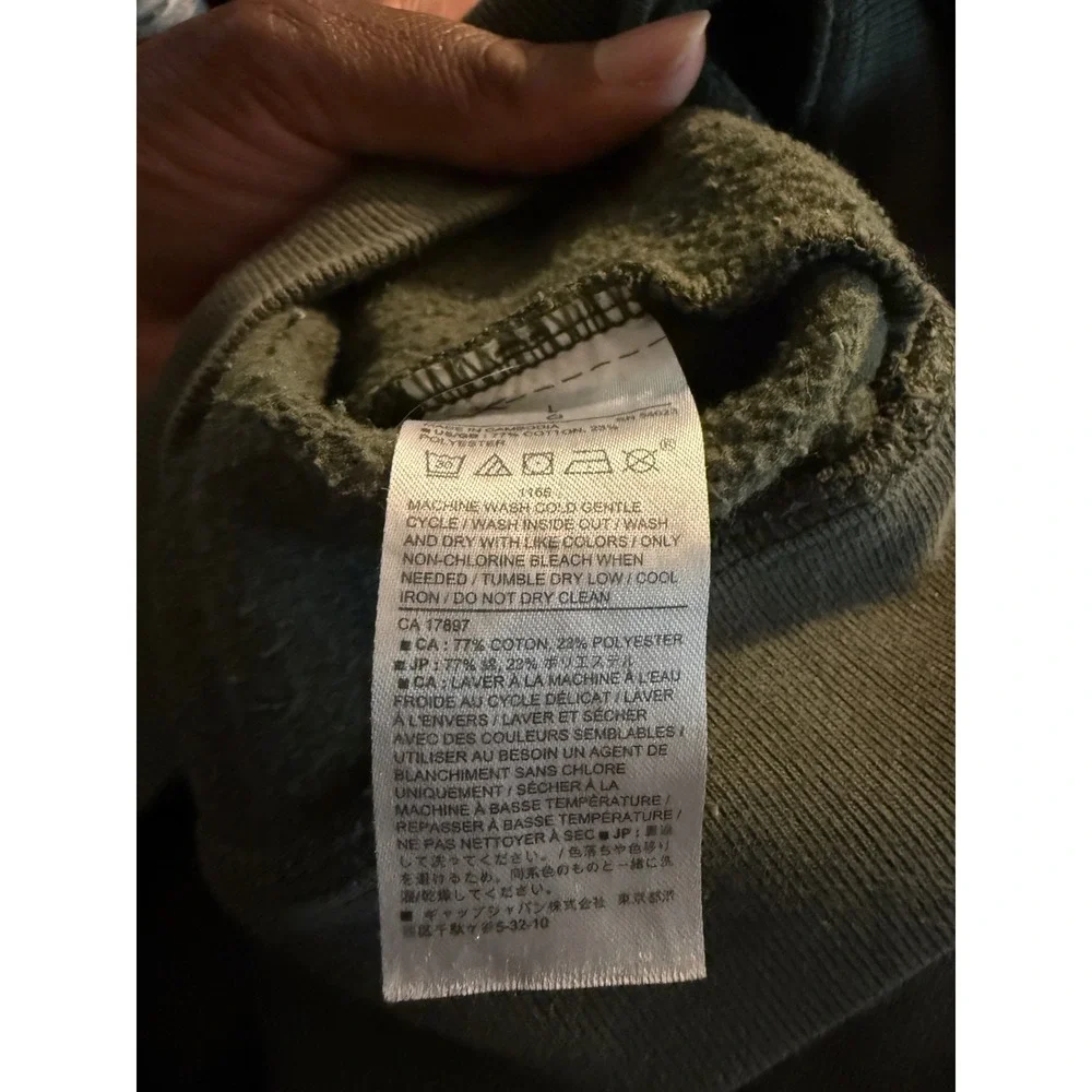 Banana Republic Mens‎ Elephant Graphic Hoodie Olive Green Fleece Sweatshirt L